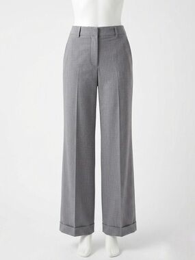 Club Monaco Gray Pinstripe Wide-Leg Trousers Dress Pants Size 0